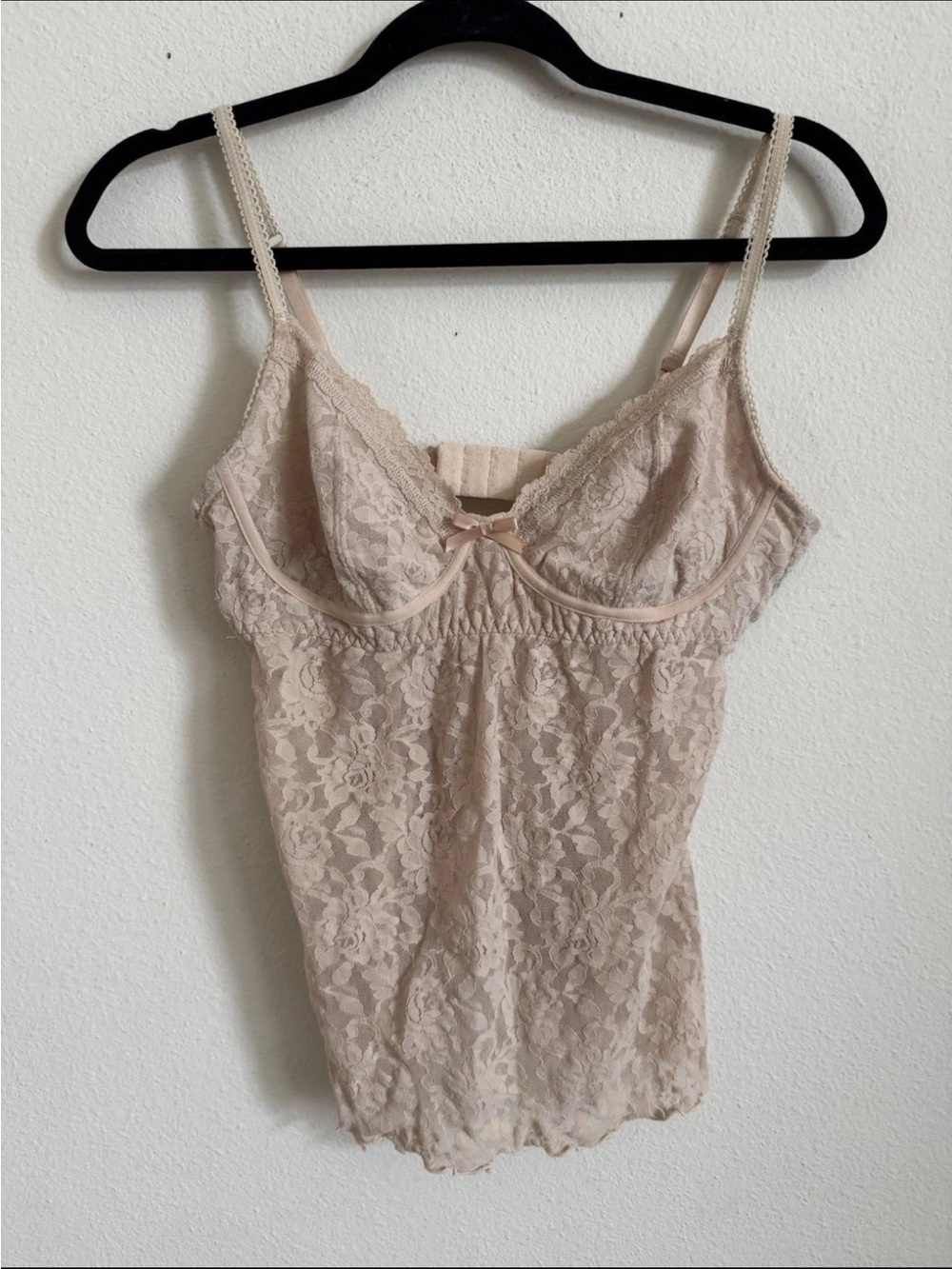Hanky Panky Beige Nude Lace Underwire Cami Lingerie Top L